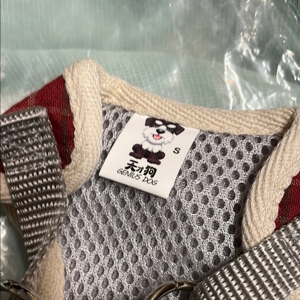 Stylish Red Plaid Dog Harness with Bow Tie